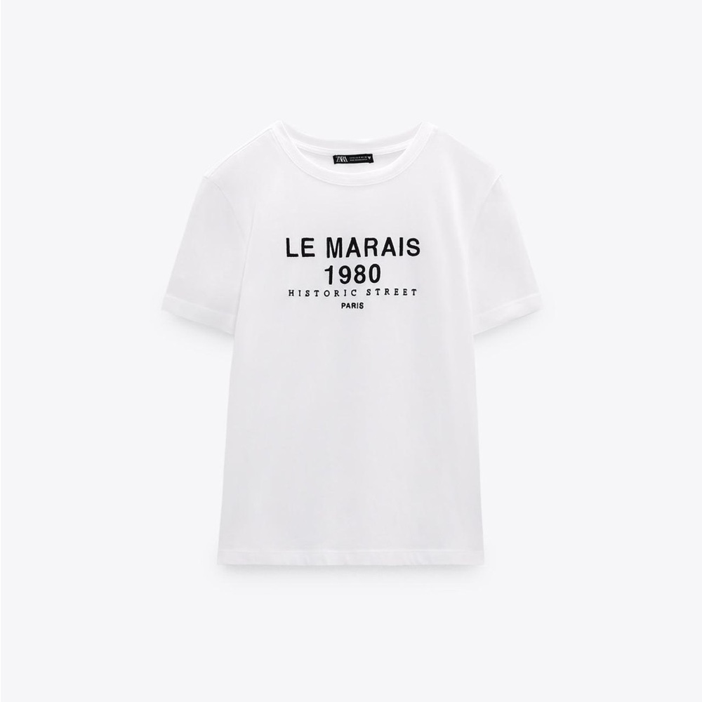 Zara Le Marais White Baby Tee